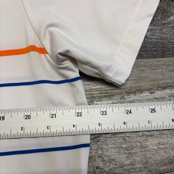 Mizzen + Main Phil Mickelson White Striped Mens L Performance‎ Golf Polo Shirt - Picture 6 of 10